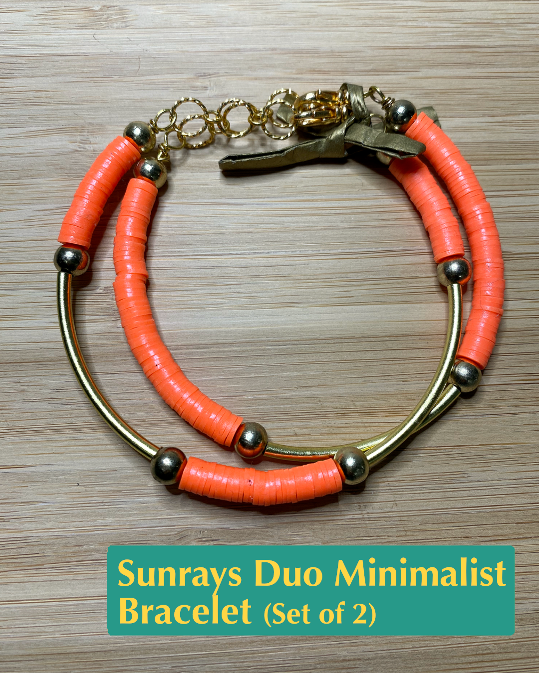 Hand made Orange and Gold Bracelets designed to look like sun rays