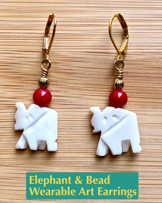 Elephant & Bead Earrings