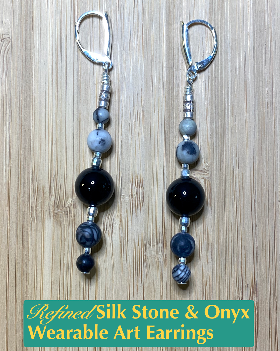 Refined Silkstone & Onyx Earrings