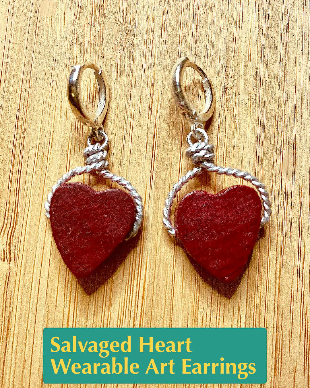 Salvaged Heart Wearable Art Earrings