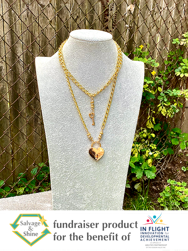 Double Wrap PadLock & Key Chain Necklace Set - A Fundraiser Product